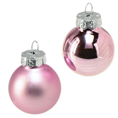 Mini boules de sapin de Noël en verre violet clair Ø2,5cm 22 pcs