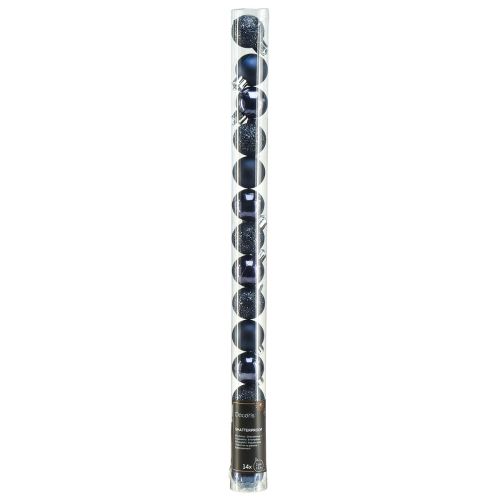 Article Mini boules de Noël mélange incassable bleu Ø3cm 14 pcs