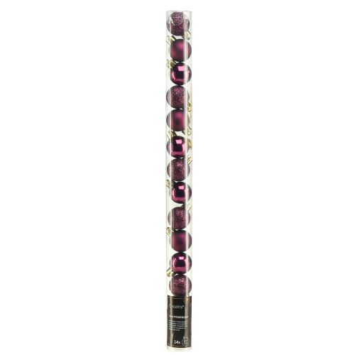 Article Mini boules de Noël en plastique violet Ø3cm H3,5cm 14 pcs