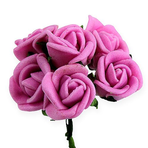 Floristik24 Mini roses en mousse Ø 1,5cm violet clair 72 pcs
