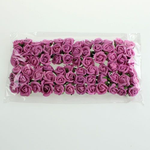 Floristik24 Mini roses en mousse Ø 1,5cm violet clair 72 pcs