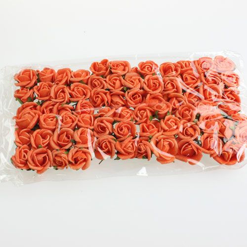 Floristik24 Mini roses en mousse Ø 1,5cm orange 72 pcs