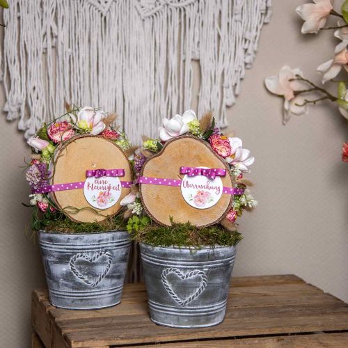 Floristik24 Cache-pot shabby chic cache-pot métal coeur Ø17cm H13.5cm