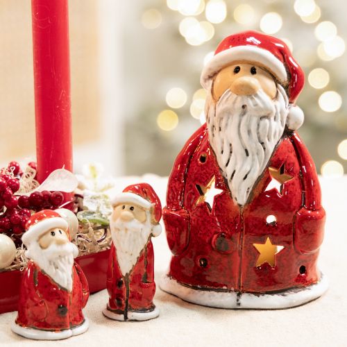 Figurine décorative de Père Noël servant de porte-bougie chauffe-plat avec étoiles, décoration de table, 15 cm | Floristik24.be