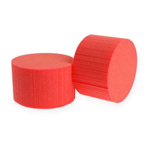 Floristik24 Mousse à piquer cylindree diam. 8cm rouge 6 piècess