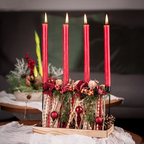 Article Ruban organza rouge foncé avec étoiles dorées 10mm 20m