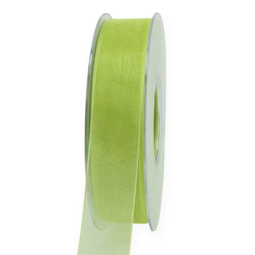 Floristik24 Ruban organza avec lisière 2,5cm 50m vert clair