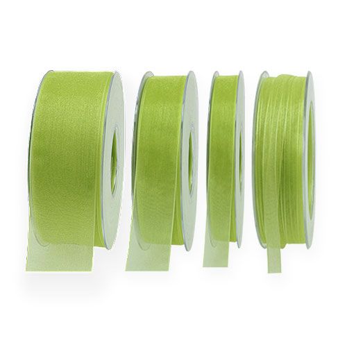 Ruban en organza lisière tissée 50 m vert clair