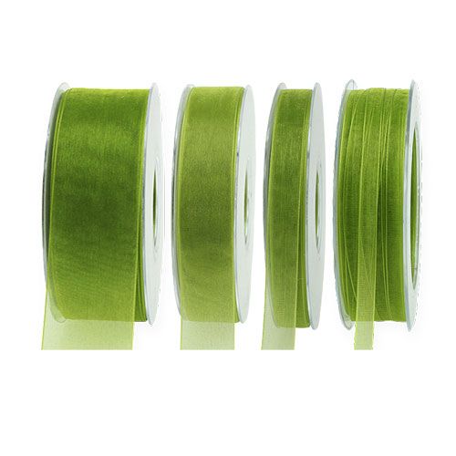 Floristik24 Ruban organza vert ruban cadeau tissé bord vert olive 50m