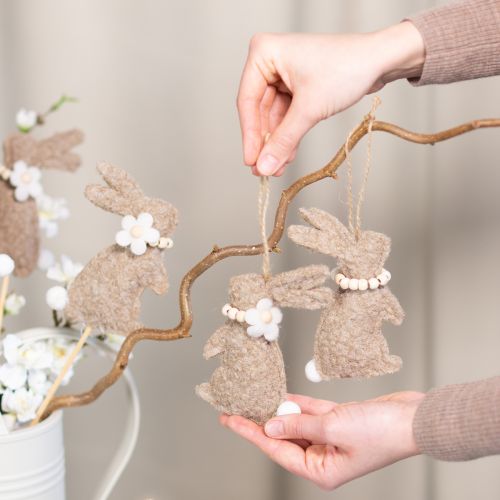 Article Décoration suspendue lapin de Pâques, accessoire décoratif idéal pour la fenêtre, 14 cm, lot de 8