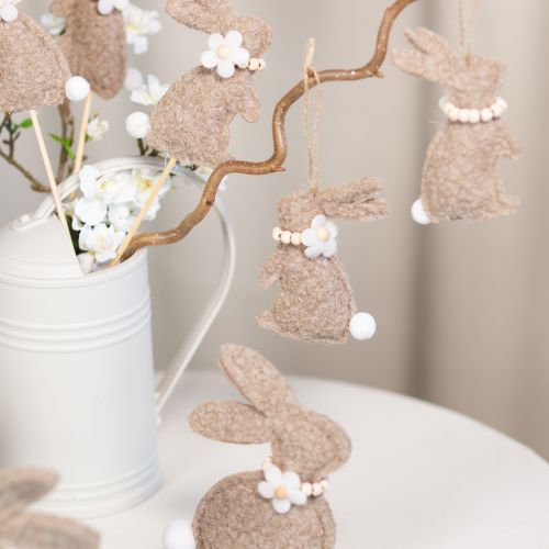 Article Décoration suspendue lapin de Pâques, accessoire décoratif idéal pour la fenêtre, 14 cm, lot de 8