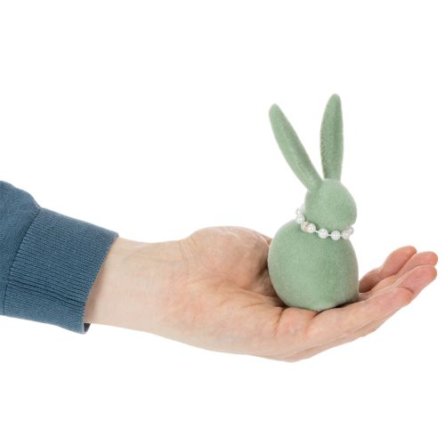 Article Décoration lapin de Pâques avec collier de perles, lapin pour salon et table de Pâques, 13 cm, lot de 3