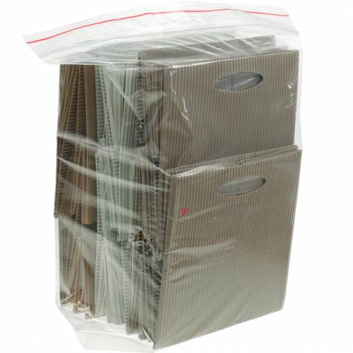 Floristik24 Sac en papier 12cm marron, crème, beige sac cadeau pour jardinière 12 pcs