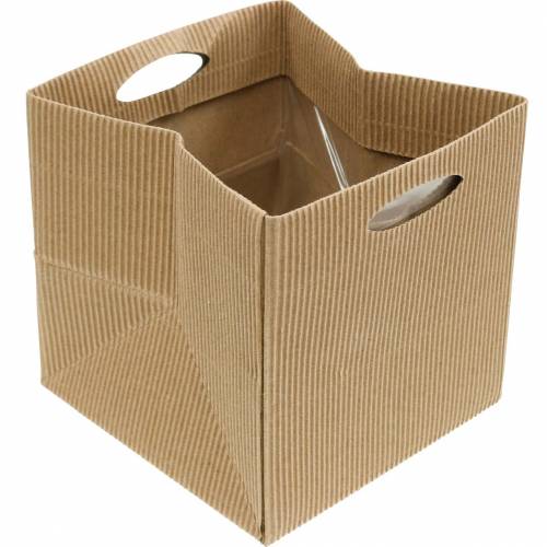 Floristik24 Sac en papier 12cm marron, crème, beige sac cadeau pour jardinière 12 pcs