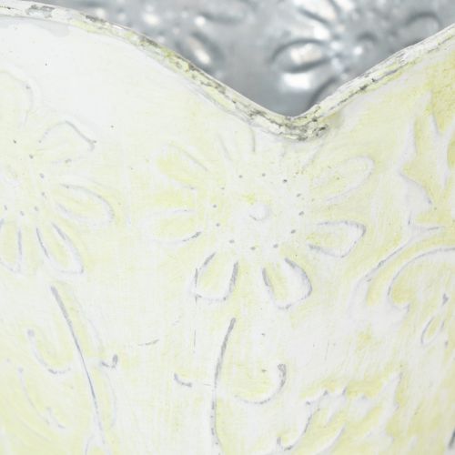 Article Pot de fleurs, porte-filtre à café décoratif, pot en métal pour plantes, décor floral vert et blanc, style shabby chic, H 11 cm Ø 11 cm