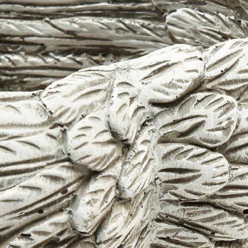 Floristik24 Plumes de coeur végétal coeur en pierre moulée gris blanc 13×12×6cm 2pcs