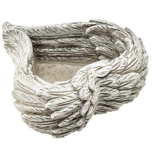 Plumes de coeur végétal coeur en pierre moulée gris blanc 13×12×6cm 2pcs | Floristik24.be