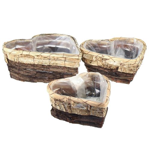 Floristik24 Bol à plantes en bois coeur végétal 3 couleurs 30/26/20,5 cm lot de 3