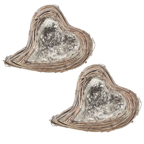 Article Plante coeur rotin vignes blanc naturel 20cmx24cmx6cm 2pcs
