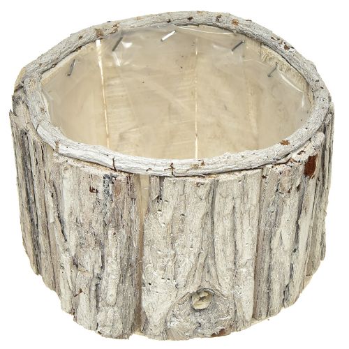 Article Jardinière en bois d&#39;écorce ronde blanc naturel 26/18cm lot de 2 pièces