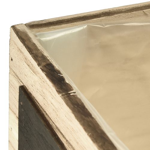 Article Boîtes rustiques en bois avec surfaces de tableau noir – Naturel et noir, différentes tailles – Solution d'organisation polyvalente – Lot de 3