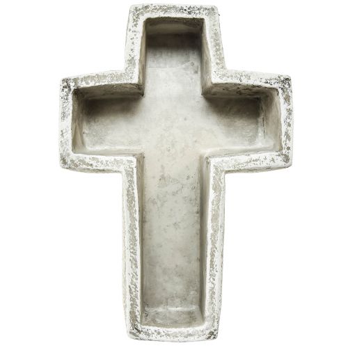 Article Croix pour plantes aspect béton, croix pour bol à plantes 14,5x21x5cm