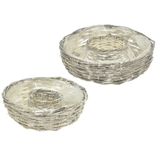 Floristik24 Bol à plantes anneau à plantes en saule blanc naturel Ø25/30cm lot de 2