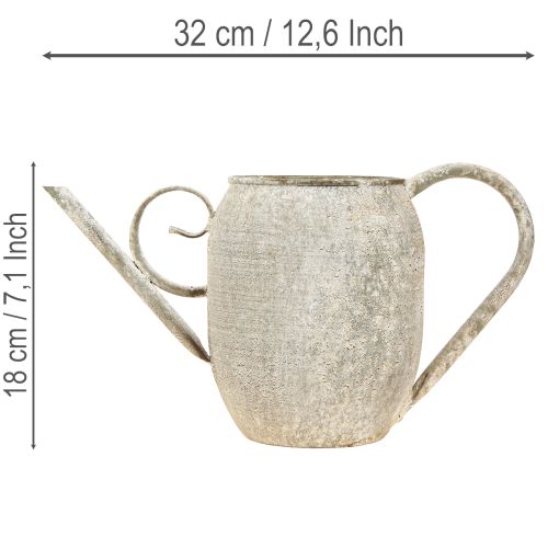 Pot de fleurs/arrosoir vintage en métal, décoration de jardin ancienne, 32 x 10,5 x 18 cm | Floristik24.be