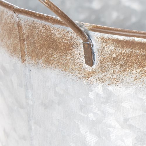 Article Pot de fleurs avec anses, coupe décorative à l'aspect rouillé, récipient en métal argenté Ø26 cm H25,5 cm