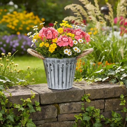 Pot de fleurs avec poignées, jardinière en métal, pot décoratif pour plantation Ø14,5 cm | Floristik24.be
