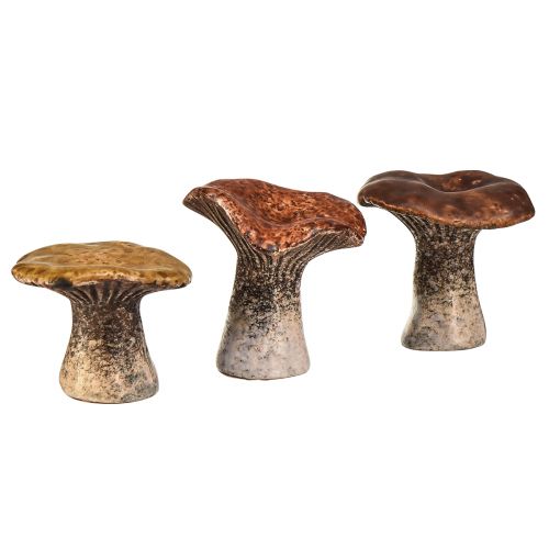 Figurines décoratives en forme de champignon inspirées de la nature – Différentes nuances de marron, 6,3 cm – Accents charmants pour le jardin et la maison, lot de 3