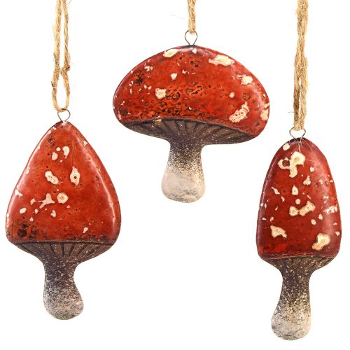 Floristik24 Charmants pendentifs champignons rouges avec cordon de jute 3 cm - décoration parfaite d&#39;automne et de Noël - 6 pièces
