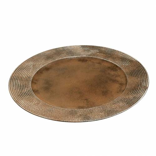 Floristik24 Assiette décorative en plastique effet rouille Ø33cm