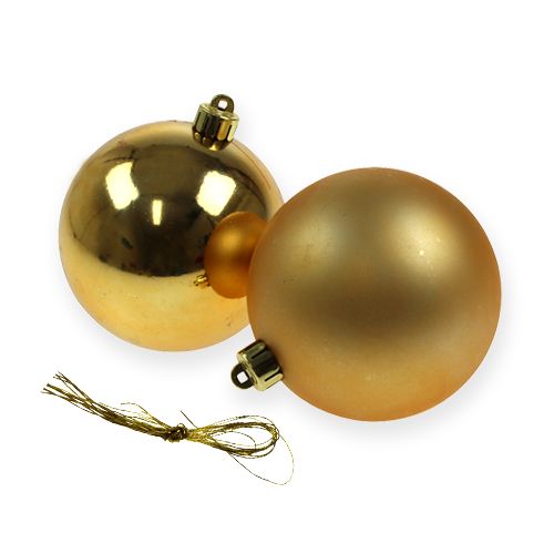 Floristik24 Boules de sapin de Noël en plastique doré 8cm 6pcs