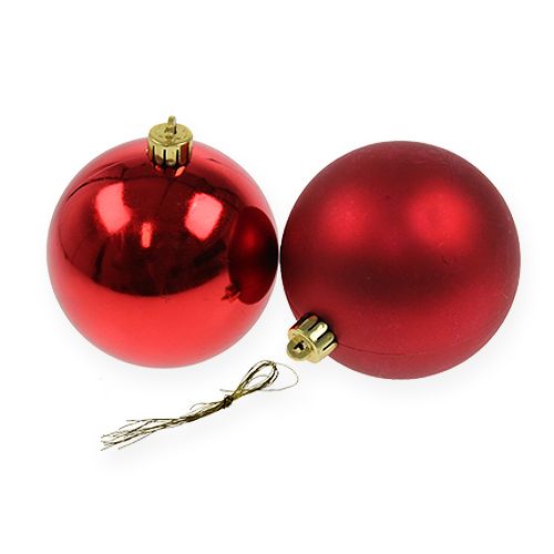 Floristik24 Boules de sapin de Noël en plastique rouge 8cm 6pcs