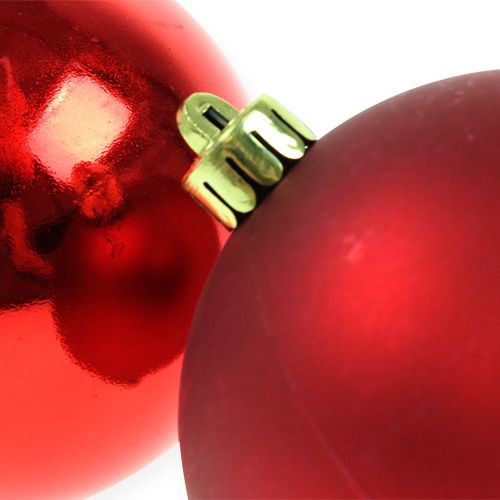 Article Boules de sapin de Noël en plastique rouge 8cm 6pcs