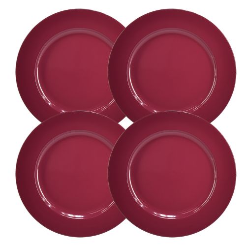 Article Assiettes polyvalentes en plastique rouge foncé – 28 cm, parfaites pour la décoration et l&#39;extérieur – 4 pièces