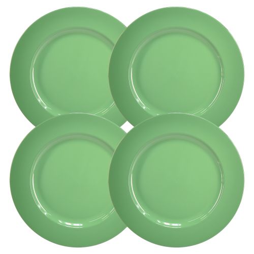 Article Assiette en plastique vert robuste – 28 cm, parfaite pour la décoration quotidienne et les activités de plein air – Lot de 4