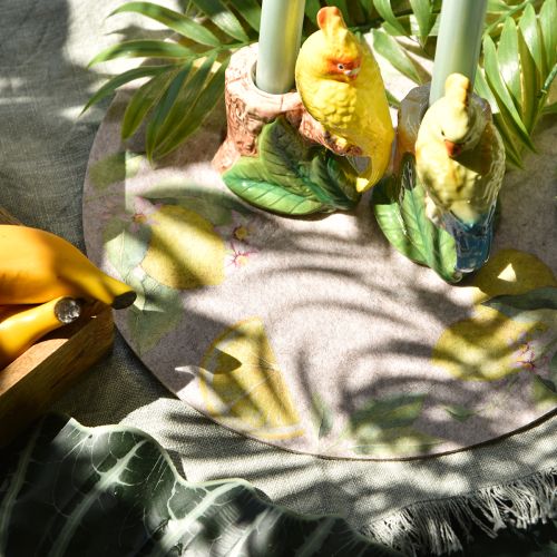 Article Sets de table ronds en feutre gris Summer Lemon 31 cm 2 pièces