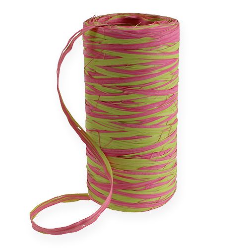 Floristik24 Ruban en raphia Bicolor vert pomme-rose 200 m