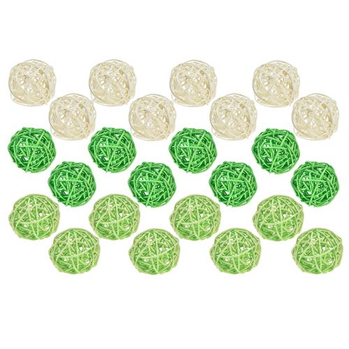 Article Boules de rotin vert clair vert crème assorties rotin Ø5cm 24 pcs
