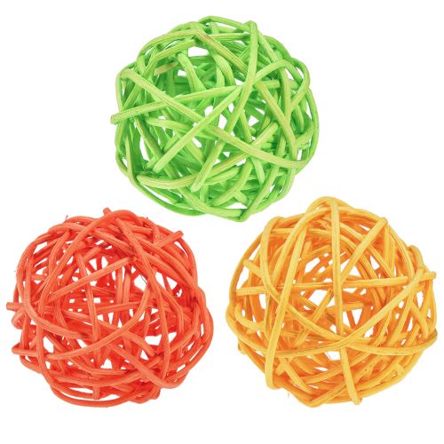 Article Boules de rotin décoration de table rotin vert jaune orange assorti Ø5cm 24 pièces