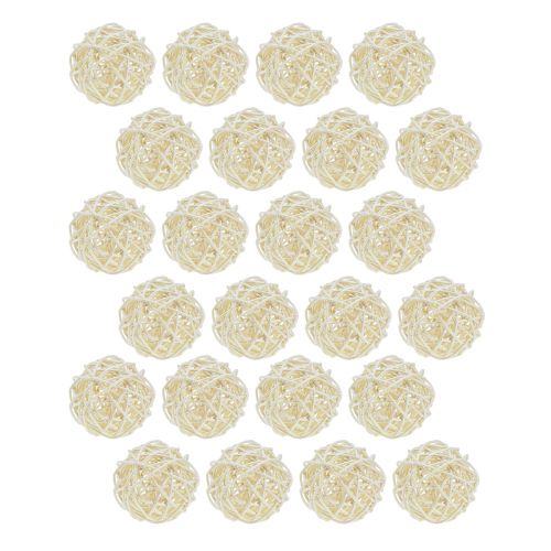 Boules décoratives en rotin blanchi, rotin couleur crème, Ø5 cm, lot de 24. | Floristik24.be