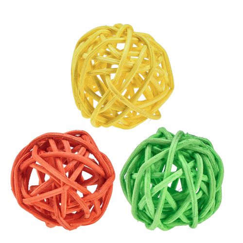 Boule en rotin orange jaune vert boule en rotin Ø3cm 30 pcs