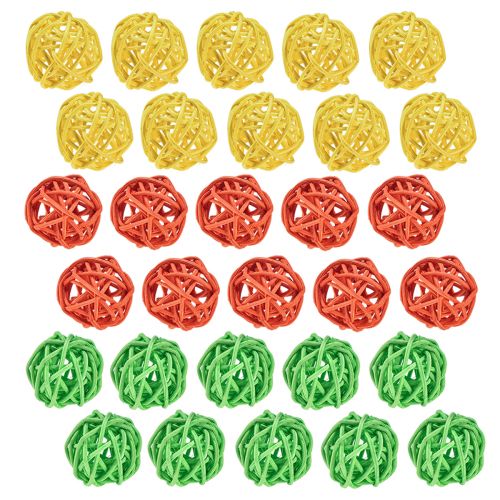 Floristik24 Boule en rotin orange jaune vert boule en rotin Ø3cm 30 pcs