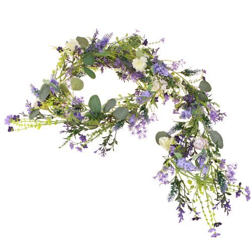 Floristik24 Guirlande de fleurs romantique en violet rose blanc L194cm 2pcs