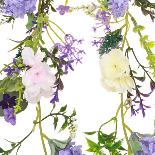 Floristik24 Guirlande de fleurs romantique en violet rose blanc L194cm 2pcs