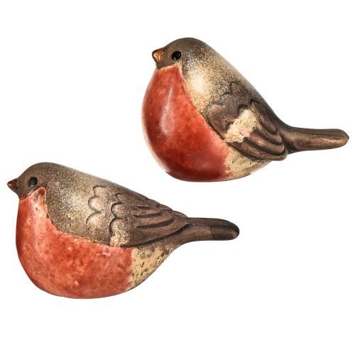Article Figurines Robin en Céramique - Tons Rouges et Naturels, 5,4 cm - Parfaites pour le Jardin et la Maison - Pack de 4