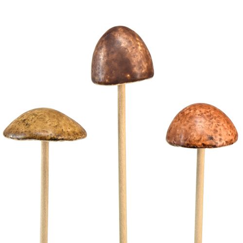 Floristik24 Champignons rustiques en céramique sur bâton - décoration d&#39;automne atmosphérique 4 cm 6 pcs