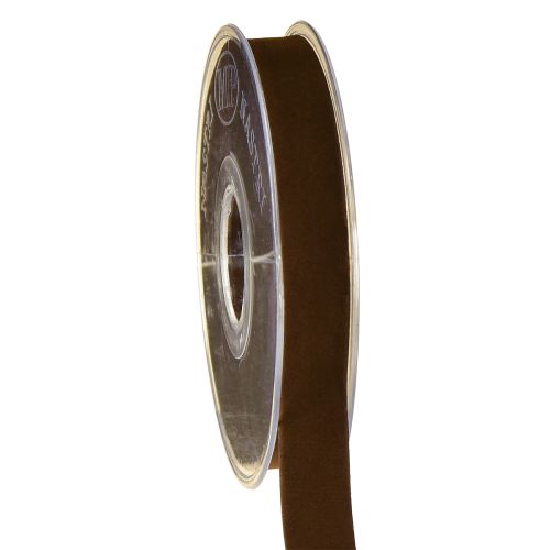 Floristik24 Ruban décoratif en velours marron 15 mm 7 m